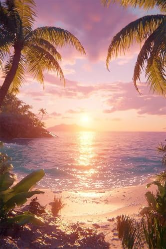 Erwachsene Diamond Painting Voll Bohren Set Wunderschöner Sonnenuntergang Am Strand Bild Diamant Gemälde Diamant Malerei Arts Craft Perfekt Für Entspannung Decor Quadratischer Diamant 50x75cm B1045 von Generic