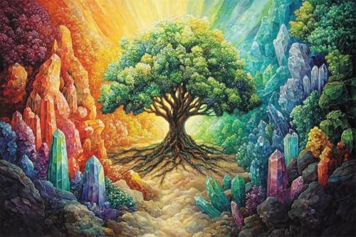 Erwachsene und Anfänger Diamond Painting DIY 5D Voll Bohren Set Baum Des Lebens Bild Diamant Gemälde Diamant Malerei Arts Craft Perfekt Für Entspannung Und Decor Quadratischer Diamant 60x90cm C1628 von Generic