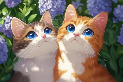 Erwachsene und Anfänger Diamond Painting DIY 5D Voll Bohren Set Blumen Katze Tier Bild Diamant Gemälde Diamant Malerei Arts Craft Perfekt Für Entspannung Und Wand Decor Runder Diamant 100x150cm A0004 von Generic
