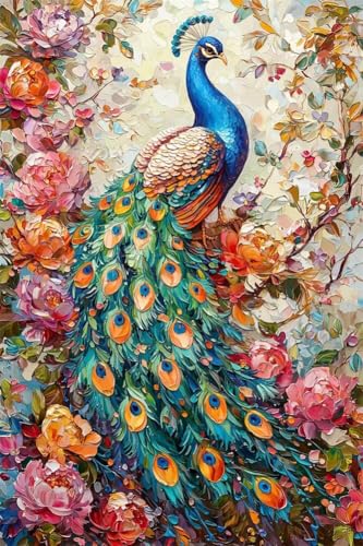 Erwachsene und Anfänger Diamond Painting DIY 5D Voll Bohren Set Bunter Schöner Pfau Bild Diamant Gemälde Diamant Malerei Arts Craft Perfekt Für Entspannung Und Wand Decor Runder Diamant 20x30cm C0374 von Generic