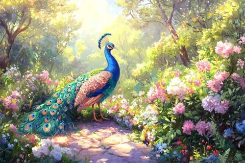 Erwachsene und Anfänger Diamond Painting DIY 5D Voll Bohren Set Bunter Verträumter Pfau Bild Diamant Gemälde Diamant Malerei Arts Craft Perfekt Für Entspannung Und Decor Runder Diamant 20x30cm C0518 von Generic