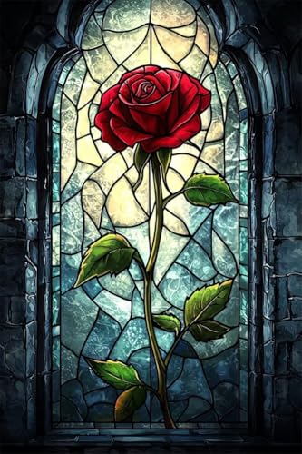 Erwachsene und Anfänger Diamond Painting DIY 5D Voll Bohren Set Buntglasrose Bild Diamant Gemälde Diamant Malerei Arts Craft Perfekt Für Entspannung Und Wand Decor Quadratischer Diamant 40x60cm C1145 Erwachsene und Anfänger Diamond Painting DIY 5D Voll Bohren Set Buntglasrose Bild Diamant Gemälde Diamant Malerei Arts Craft Perfekt Für Entspannung Und Wand Decor Quadratischer Diamant 40x60cm C1145 von Generic