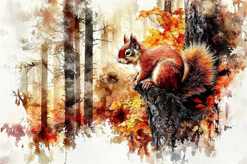 Erwachsene und Anfänger Diamond Painting DIY 5D Voll Bohren Set Herbstlaub Eichhörnchen Bild Diamant Gemälde Diamant Malerei Arts Craft Perfekt Für Entspannung Und Decor Runder Diamant 40x60cm C0700 von Generic