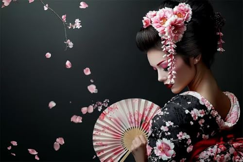 Erwachsene und Anfänger Diamond Painting DIY 5D Voll Bohren Set Japanische Geisha Bild Diamant Gemälde Diamant Malerei Arts Craft Perfekt Für Entspannung Und Decor Quadratischer Diamant 30x45cm C1847 von Generic