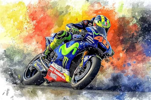 Erwachsene und Anfänger Diamond Painting DIY 5D Voll Bohren Set Motorradrennen Bild Diamant Gemälde Diamant Malerei Arts Craft Perfekt Für Entspannung Und Decor Quadratischer Diamant 20x30cm C1635 von Generic
