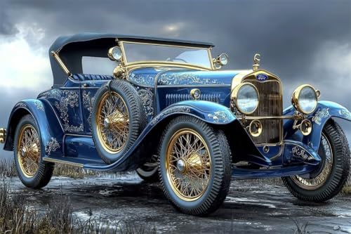 Erwachsene und Anfänger Diamond Painting DIY 5D Voll Bohren Set Retro Roadster Bild Diamant Gemälde Diamant Malerei Arts Craft Perfekt Für Entspannung Und Decor Quadratischer Diamant 20x30cm C1759 von Generic