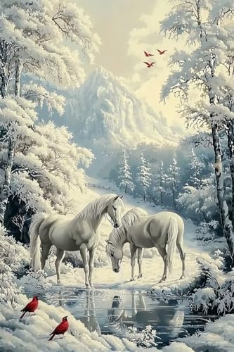 Erwachsene und Anfänger Diamond Painting DIY 5D Voll Bohren Set Schneeszene Pferd Bild Diamant Gemälde Diamant Malerei Arts Craft Perfekt Für Entspannung Und Decor Quadratischer Diamant 40x60cm C1494 Erwachsene und Anfänger Diamond Painting DIY 5D Voll Bohren Set Schneeszene Pferd Bild Diamant Gemälde Diamant Malerei Arts Craft Perfekt Für Entspannung Und Decor Quadratischer Diamant 40x60cm C1494 von Generic