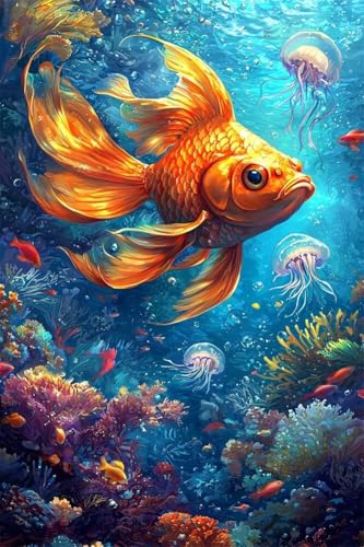 Erwachsene und Anfänger Diamond Painting DIY 5D Voll Bohren Set Schöner Goldfisch Bild Diamant Gemälde Diamant Malerei Arts Craft Perfekt Für Entspannung Und Wand Decor Runder Diamant 60x90cm C0386 Erwachsene und Anfänger Diamond Painting DIY 5D Voll Bohren Set Schöner Goldfisch Bild Diamant Gemälde Diamant Malerei Arts Craft Perfekt Für Entspannung Und Wand Decor Runder Diamant 60x90cm C0386 von Generic