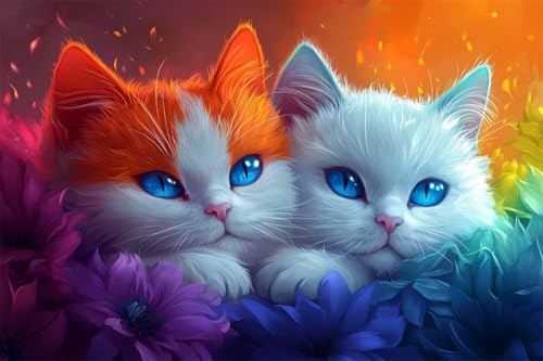 Erwachsene und Anfänger Diamond Painting DIY 5D Voll Bohren Set Tier Süße Katze Bild Diamant Gemälde Diamant Malerei Arts Craft Perfekt Für Entspannung Und Wand Decor Runder Diamant 100x150cm A0006 von Generic