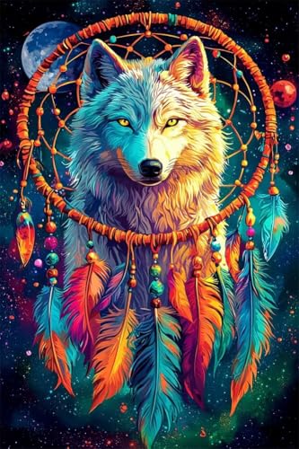 Erwachsene und Anfänger Diamond Painting DIY 5D Voll Bohren Set Traumfänger Federwolf Bild Diamant Gemälde Diamant Malerei Arts Craft Perfekt Für Entspannung Und Decor Runder Diamant 50x75cm C0050 Erwachsene und Anfänger Diamond Painting DIY 5D Voll Bohren Set Traumfänger Federwolf Bild Diamant Gemälde Diamant Malerei Arts Craft Perfekt Für Entspannung Und Decor Runder Diamant 50x75cm C0050 von Generic
