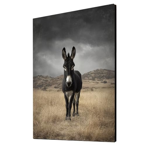 Esel Malen Nach Zahlen Erwachsene Tier Malen Nach Zahlen 40 x 30CM DIY Basteln Erwachsene Klarheit Farbe Leinwan Bilder mit Acrylfarben Set 3 Typen Pinsel für Wanddeko Wohnzimmer, Geschenke 2YH-4532 von Generic