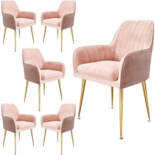 Esszimmerstuhl aus Samtstoff, Küchenstühle 6er-Set, Beistellstuhl für Wohnzimmer und Schlafzimmer, Schminkstuhl mit Metallbeinen Esszimmerstuhl aus Samtstoff, Küchenstühle 6er-Set, Beistellstuhl für Wohnzimmer und Schlafzimmer, Schminkstuhl mit Metallbeinen von Generic