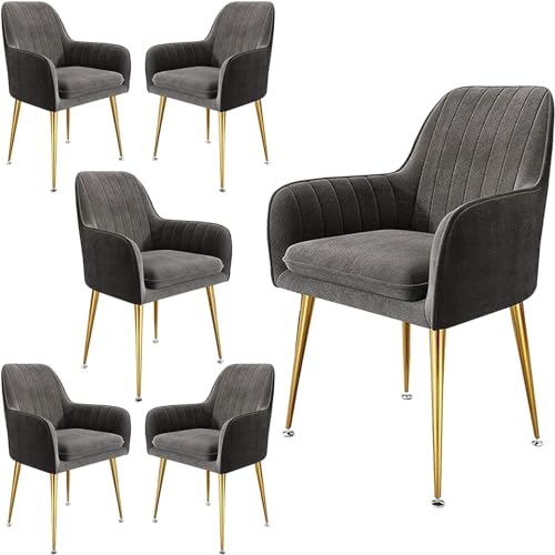Esszimmerstuhl aus Samtstoff, Küchenstühle 6er-Set, Beistellstuhl für Wohnzimmer und Schlafzimmer, Schminkstuhl mit Metallbeinen Esszimmerstuhl aus Samtstoff, Küchenstühle 6er-Set, Beistellstuhl für Wohnzimmer und Schlafzimmer, Schminkstuhl mit Metallbeinen von Generic