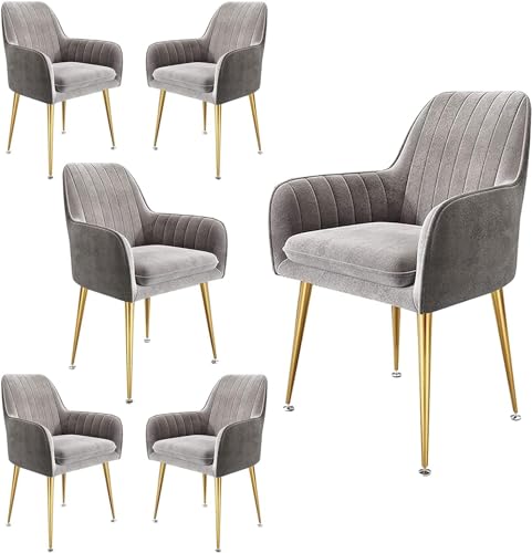 Esszimmerstuhl aus Samtstoff, Küchenstühle 6er-Set, Beistellstuhl für Wohnzimmer und Schlafzimmer, Schminkstuhl mit Metallbeinen Esszimmerstuhl aus Samtstoff, Küchenstühle 6er-Set, Beistellstuhl für Wohnzimmer und Schlafzimmer, Schminkstuhl mit Metallbeinen von Generic