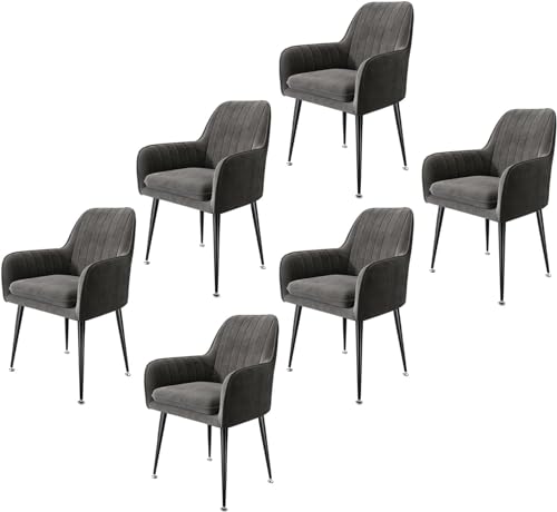 Esszimmerstuhl aus Samtstoff, Küchenstühle 6er-Set, Beistellstuhl für Wohnzimmer und Schlafzimmer, Schminkstuhl mit schwarzen Metallbeinen Esszimmerstuhl aus Samtstoff, Küchenstühle 6er-Set, Beistellstuhl für Wohnzimmer und Schlafzimmer, Schminkstuhl mit schwarzen Metallbeinen von Generic