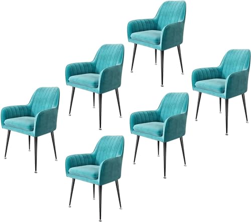 Esszimmerstuhl aus Samtstoff, Küchenstühle 6er-Set, Beistellstuhl für Wohnzimmer und Schlafzimmer, Schminkstuhl mit schwarzen Metallbeinen Esszimmerstuhl aus Samtstoff, Küchenstühle 6er-Set, Beistellstuhl für Wohnzimmer und Schlafzimmer, Schminkstuhl mit schwarzen Metallbeinen von Generic