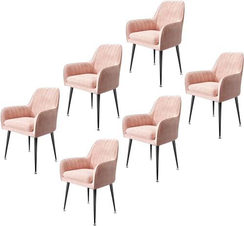 Esszimmerstuhl aus Samtstoff, Küchenstühle 6er-Set, Beistellstuhl für Wohnzimmer und Schlafzimmer, Schminkstuhl mit schwarzen Metallbeinen Esszimmerstuhl aus Samtstoff, Küchenstühle 6er-Set, Beistellstuhl für Wohnzimmer und Schlafzimmer, Schminkstuhl mit schwarzen Metallbeinen von Generic
