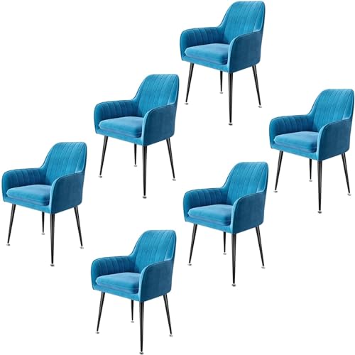 Esszimmerstuhl aus Samtstoff, Küchenstühle 6er-Set, Beistellstuhl für Wohnzimmer und Schlafzimmer, Schminkstuhl mit schwarzen Metallbeinen von Generic