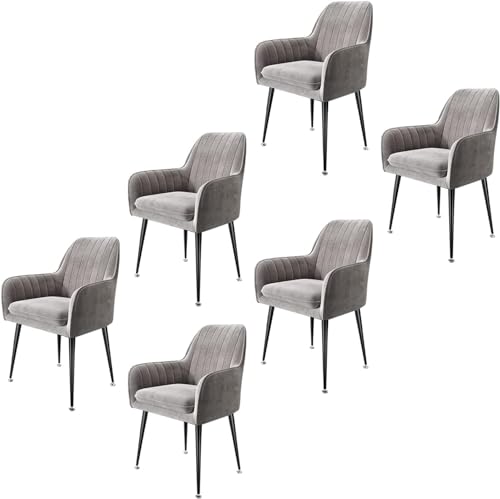 Esszimmerstuhl aus Samtstoff, Küchenstühle 6er-Set, Beistellstuhl für Wohnzimmer und Schlafzimmer, Schminkstuhl mit schwarzen Metallbeinen Esszimmerstuhl aus Samtstoff, Küchenstühle 6er-Set, Beistellstuhl für Wohnzimmer und Schlafzimmer, Schminkstuhl mit schwarzen Metallbeinen von Generic