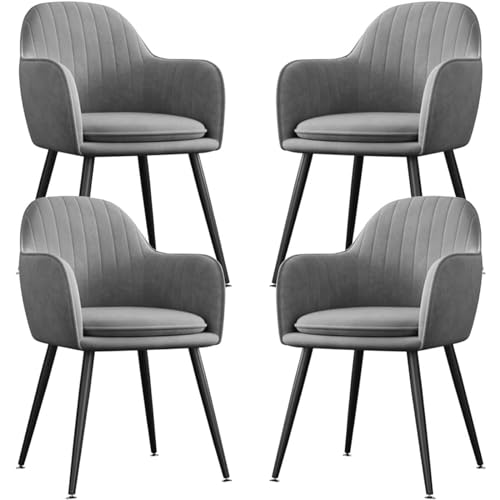 Esszimmerstuhl aus weichem Samtstoff, Küchenstühle 4er-Set, Schminkstuhl mit schwarzen Metallbeinen, Sessel mit omischer Rückenlehne Esszimmerstuhl aus weichem Samtstoff, Küchenstühle 4er-Set, Schminkstuhl mit schwarzen Metallbeinen, Sessel mit omischer Rückenlehne von Generic