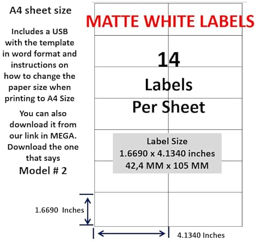 Etiketten Lieferadresse A4 Blattgröße, enthält einen USB mit der Vorlage in Word. Matt, (Innovationen) Etiketten (1,5 x 4 Modell 2, 700, Stück) von Generic