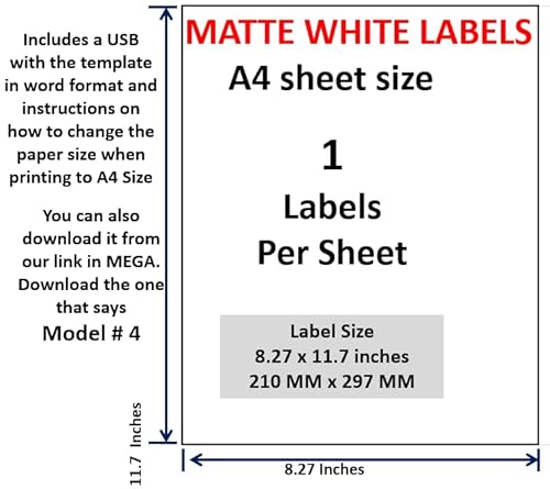 Etiketten Lieferadresse A4 Blattgröße, enthält einen USB mit der Vorlage in Word. Matt, (Innovationen) Etiketten (8 x 11 Modell 4, 100, Stück) von Generic