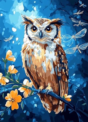 Eule Diamond Painting Erwachsene, Diamond Painting Libelle Crystal Art Muster 5D DIY Quadratische Steine Vollbohrer Mosaik Bastelset Erwachsene für Deko Wohnzimmer, Geschenke (100x135cm) -bby2507WN von Generic