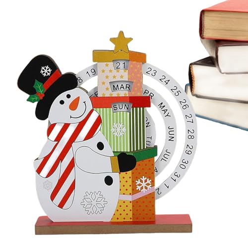 Weihnachtskalender, Weihnachtskalender, Countdown-Kalender aus Holz, natürlicher Holzblockkalender mit Schneemann des Weihnachtsmanns, Kalender von Generic