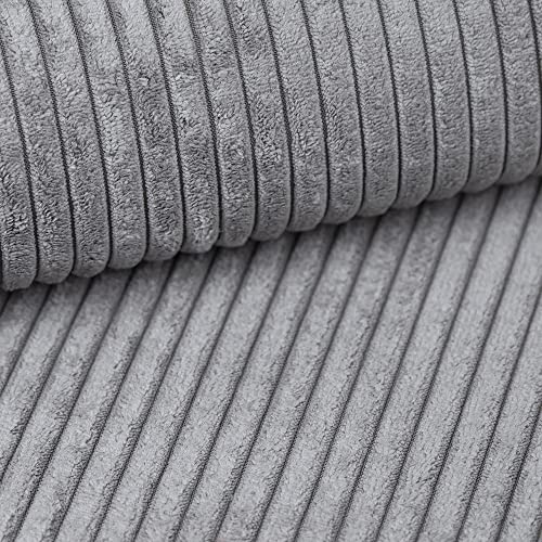 Fabreco POSTON Polsterstoff Meterware 142 cm breit, 100% Polyester, Gewicht 380 g/m2, Breitcord-Strukturstoff für Vorhänge oder Möbelstoff für Sofakissen, Polsterbezüge und Sitzkissen (Hellgrau) von Generic