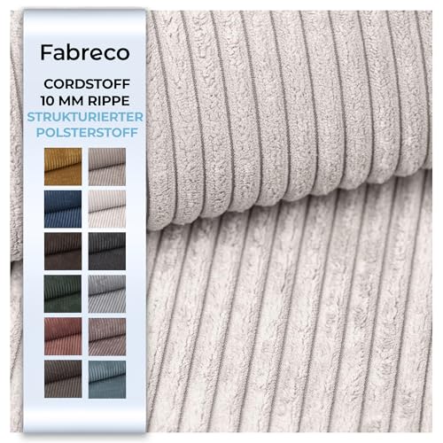 Fabreco CORDSTOFF Meterware POSTON (100 cm x 142 cm) – Gewicht 380 g/m2 – Breitcord Stoff Meterware für Sofa & Stühle – Polsterstoff für Möbelstoff - Möbelstoffe, Dekostoff & Stoffe DIY (Creme) von Generic