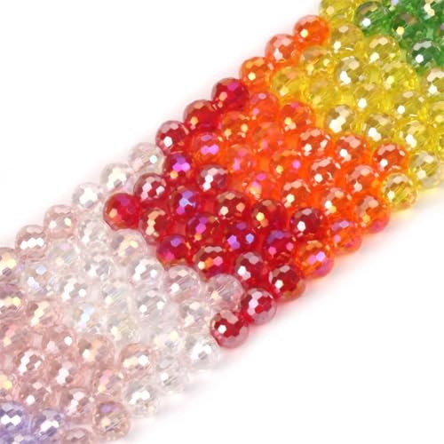 Facettierte Glasperlen, rund, lose Perlen für Schmuckherstellung, 6 mm, 6 mm, 58 Stück von Generic