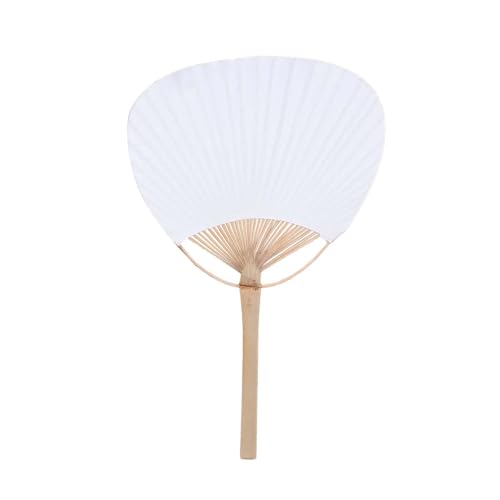 Fächer aus weißem Bambus – klassische chinesische Fächer, rund, Kalligrafie-Malerei, weiß, eleganter Sommerventilator, handbemalter Ventilator für Dekoration, künstlerische Fächer von Generic