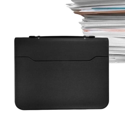 Fächermappe, tragbarer Aktenordner – A4 PU-Leder Ordner Organizer mit Reißverschluss, Notizblock-Halter, Business-Organizer, Notizblock-Halter von Generic