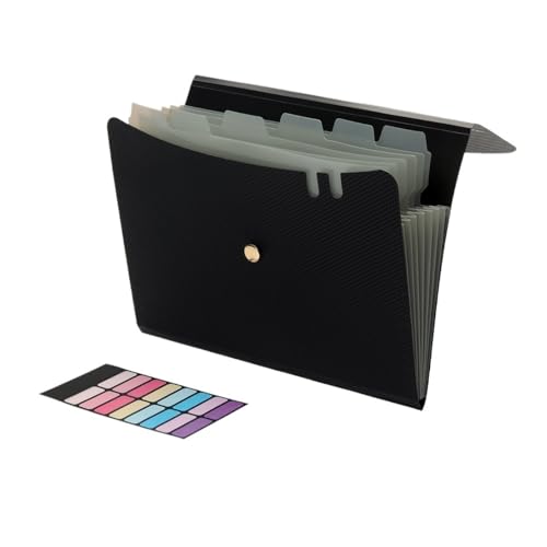 Fächermappen, A4-Format, Akkordeon-Ordner, 7-Fächer-Ordner for Dokumente, for Schulbürobedarf(Black) von Generic