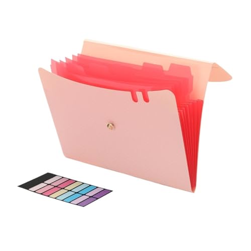 Fächermappen, A4-Format, Akkordeon-Ordner, 7-Fächer-Ordner for Dokumente, for Schulbürobedarf(Pink) von Generic