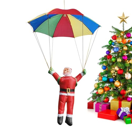 Fallschirm Santa Toys - Niedlicher Weihnachtsmann Flying Santa Puppe Anhänger | Flying Santa Puppe Anhänger, Christbaumschmuck, Weihnachtsschmuck für Einkaufszentren von Generic