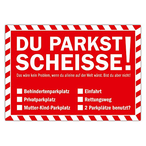 Falschparker Verwarnung - Notizzettel Rot Strafzettel für die Windschutzscheibe 50er Block "DU PARKST SCHEISSE!" Falschparker Verwarnung - Notizzettel Rot Strafzettel für die Windschutzscheibe 50er Block "DU PARKST SCHEISSE!" von Generic