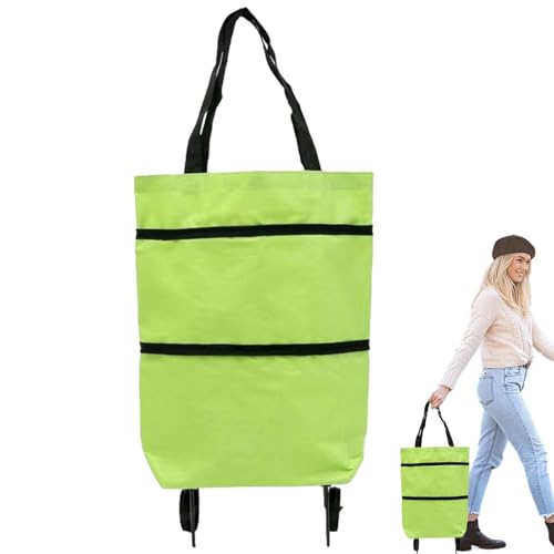 Faltbare Einkaufstasche mit Rollen,Einkaufstasche mit Rollen | Tragbare Einkaufstasche | 2-in-1 Wiederverwendbare Einkaufstüten, Einkaufstasche mit Rollen für Gemüse und von Generic