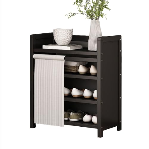 Faltbares Schuhregal, Schuhregal Platzsparend Geschlossen, Mehrschichtiges Aufbewahrungsregal für Flur, Wohnung Oder Mietraum, Kompakter Schuhschrank für Innenräume (A 4 tier/70cm) von Generic
