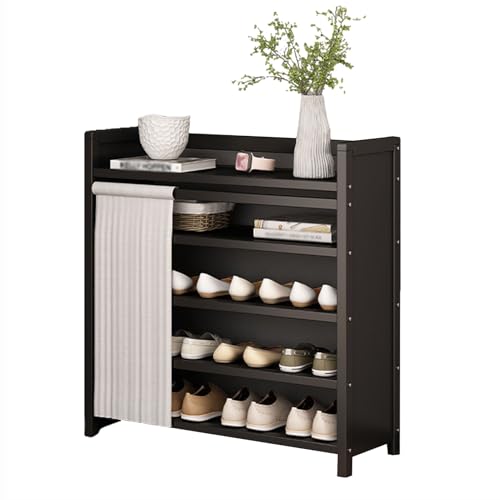 Faltbares Schuhregal, Schuhregal Platzsparend Geschlossen, Mehrschichtiges Aufbewahrungsregal für Flur, Wohnung Oder Mietraum, Kompakter Schuhschrank für Innenräume (A 5 tier/50cm) von Generic