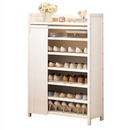 Faltbares Schuhregal, Schuhregal Platzsparend Geschlossen, Mehrschichtiges Aufbewahrungsregal für Flur, Wohnung Oder Mietraum, Kompakter Schuhschrank für Innenräume (B 7 tier/50cm) von Generic