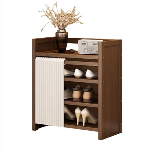 Faltbares Schuhregal, Schuhregal Platzsparend Geschlossen, Mehrschichtiges Aufbewahrungsregal für Flur, Wohnung Oder Mietraum, Kompakter Schuhschrank für Innenräume (C 4 tier/70cm) von Generic