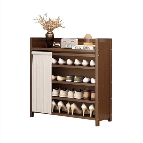 Faltbares Schuhregal, Schuhregal Platzsparend Geschlossen, Mehrschichtiges Aufbewahrungsregal für Flur, Wohnung Oder Mietraum, Kompakter Schuhschrank für Innenräume (C 5 tier/70cm) von Generic