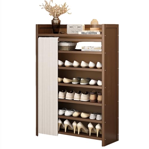 Faltbares Schuhregal, Schuhregal Platzsparend Geschlossen, Mehrschichtiges Aufbewahrungsregal für Flur, Wohnung Oder Mietraum, Kompakter Schuhschrank für Innenräume (C 7 tier/90cm) von Generic