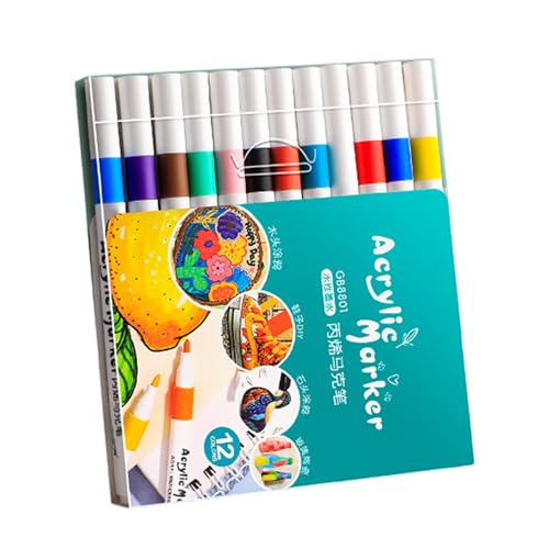 Farben Paint Pen – Stoffmarker für wasserfestes Kunst-Set | Bürsten und Stifte mit feiner Spitze für Papiersteine Pottery Rucksack Crafting Zeichnen Ausmalen schnell verwendbar von Generic