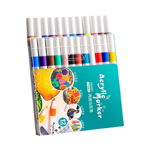 Farben Paint Pen – Stoffmarker für wasserfestes Kunst-Set | Bürsten und Stifte mit feiner Spitze für Papiersteine Pottery Rucksack Crafting Zeichnen Ausmalen schnell verwendbar von Generic