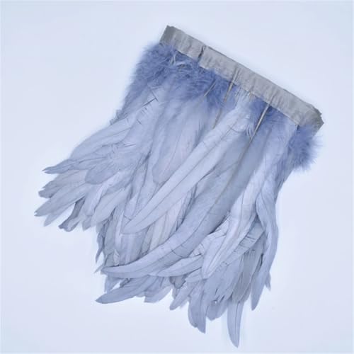 Farbiges Band mit Hahnenschwanzfedern, 2 m, schwarze Fasanfedern, für Bastelarbeiten, Party-Dekoration, Grau, 20–25 cm von Generic