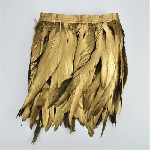 Farbiges Band mit Hahnenschwanzfedern, 2 m, schwarze Fasanfedern, für Bastelarbeiten, Party-Dekoration, Spray, Gold, 15–20 cm Farbiges Band mit Hahnenschwanzfedern, 2 m, schwarze Fasanfedern, für Bastelarbeiten, Party-Dekoration, Spray, Gold, 15–20 cm von Generic