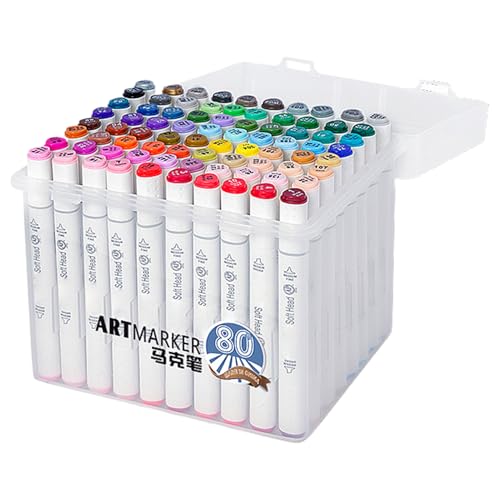 Farbmarkierungen - 80 Farben für Erwachsene, um Flecken zu verhindern, Doppel - Schnell trocknen Stift Scrapbooking Diary 80 Marker Pen Set - Art Academy Grade, Doppelkopfzeichnungsfarbstift, perf Farbmarkierungen - 80 Farben für Erwachsene, um Flecken zu verhindern, Doppel - Schnell trocknen Stift Scrapbooking Diary 80 Marker Pen Set - Art Academy Grade, Doppelkopfzeichnungsfarbstift, perf von Generic