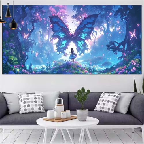 Fee Diamond Painting xxl 60x120cm Diamond Painting Erwachsene Schmetterling Diamant Malerei Set,Mosaikherstellung Malen Nach Zahlen Cross Stickerei Kunst Leinwand Malerei Kits,Gifts Frauen CN-1071 von Generic